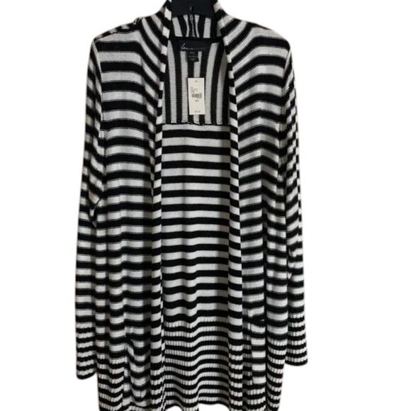 NWT Lane Bryant Stripe Long Line Open front sweater - size 22/24 - Picture 1 of 6